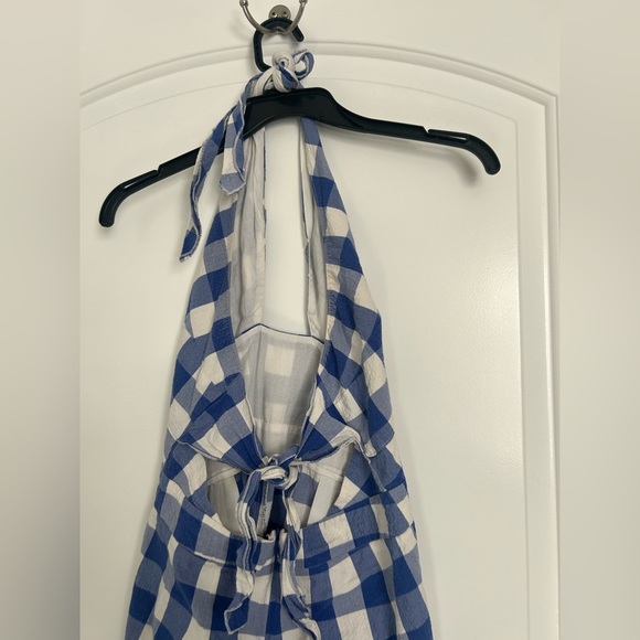 Maeve Anthropologie Halter Micro-Mini Blue Gignham romper size 6 preppy plaid - Picture 12 of 16